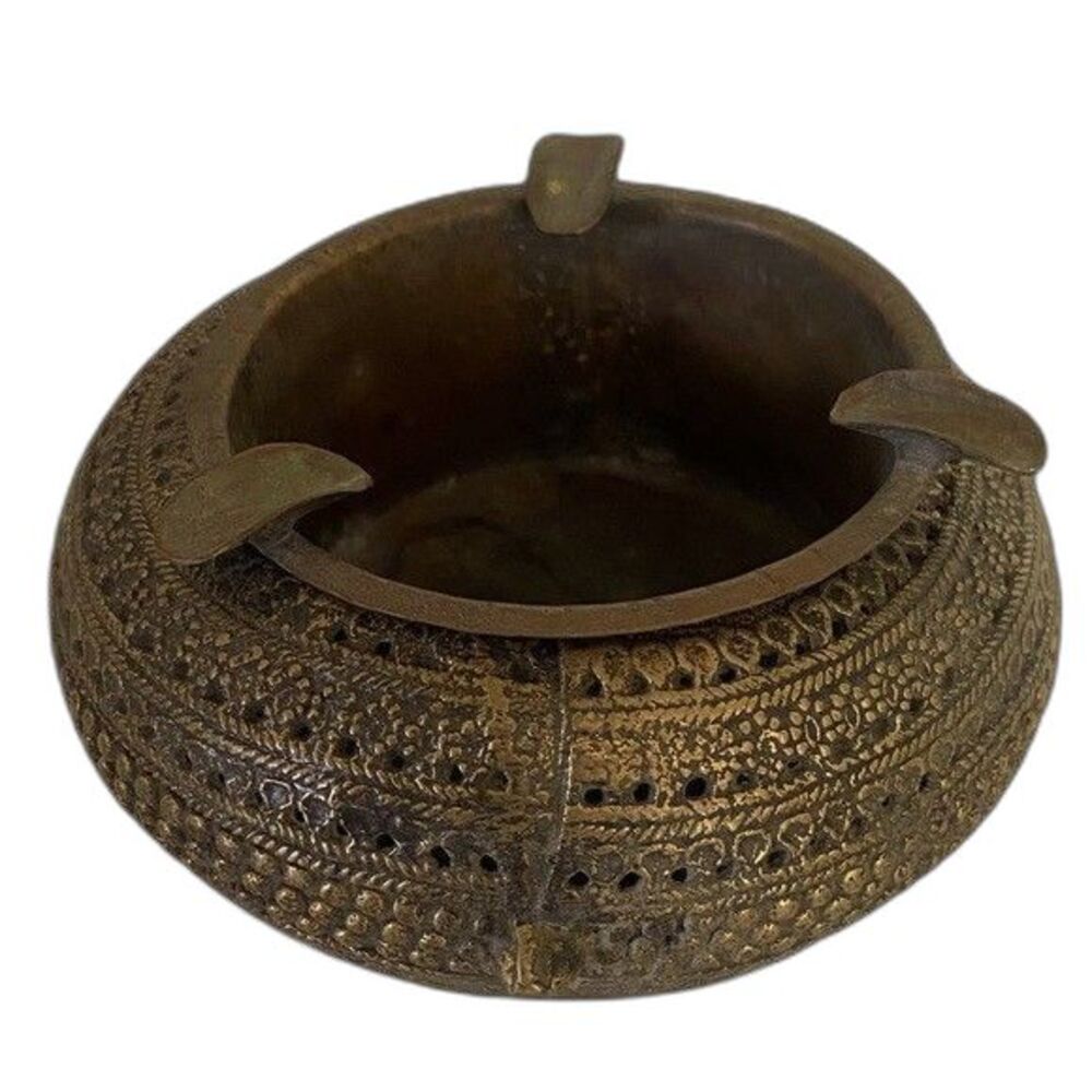 Vintage Unused Dhokra Damar Brass Ashtray Handcrafted Traditional Ankle Bracelet